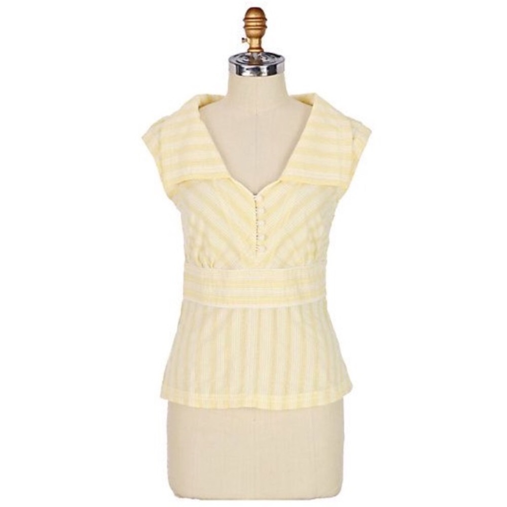 Anthro  Floreat meridian yellow striped blouse